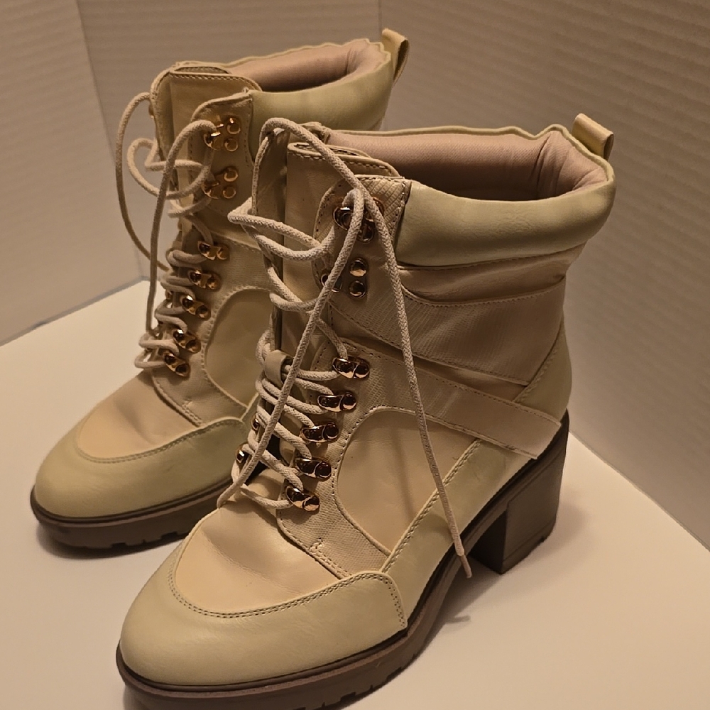 JustFab Cream Ankle Boots